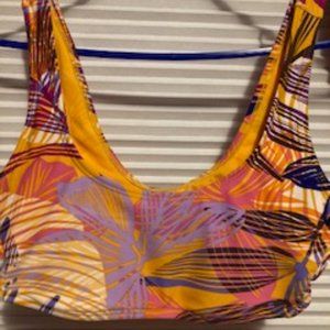 Colorful Sports bra top with wide straps and 3 ties on each side, pullover style